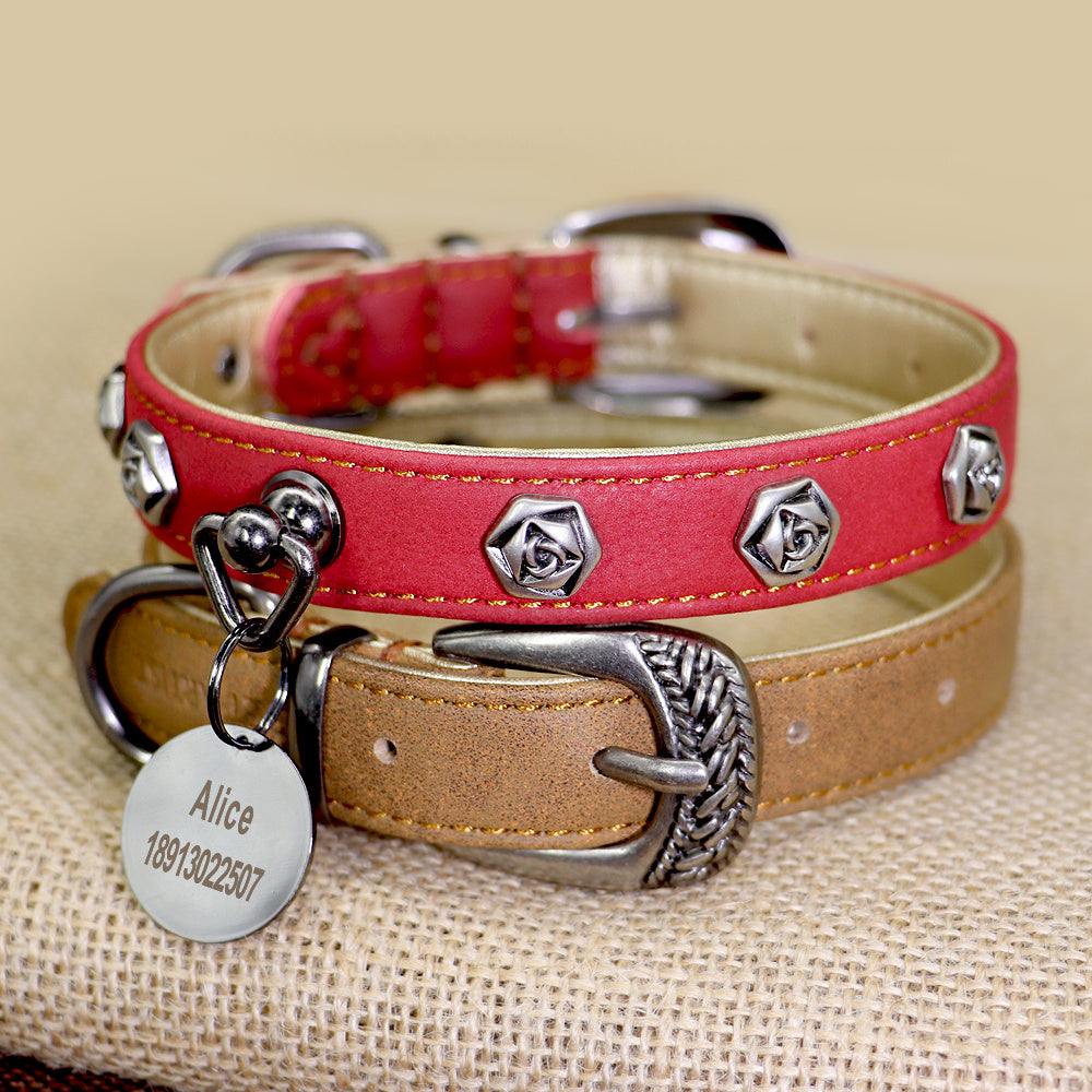 Pet leather collar