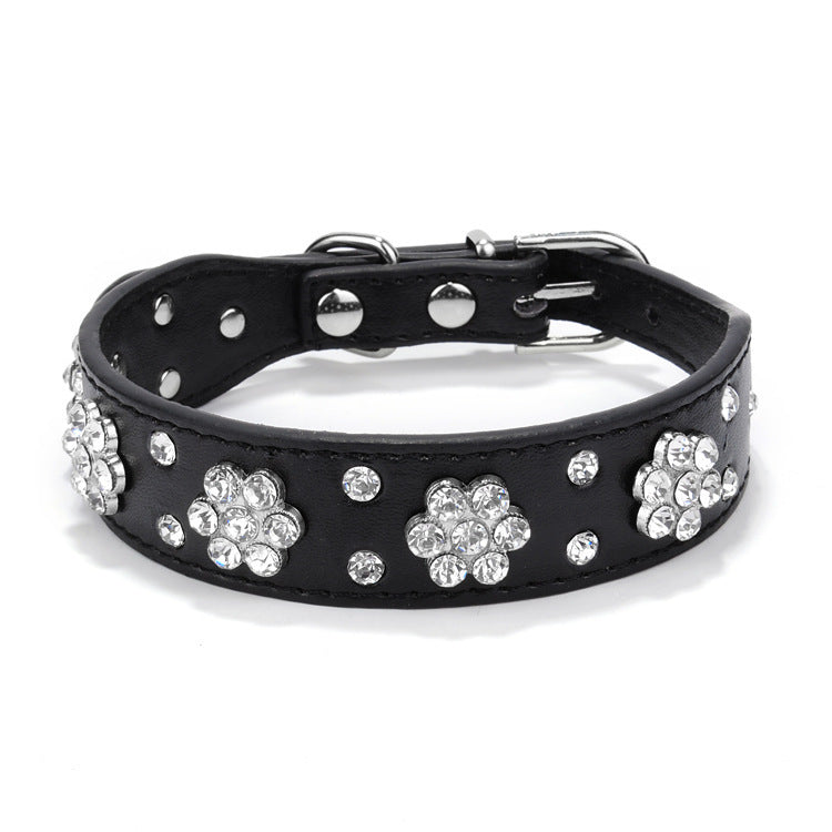 Pet Collar Rhinestone Plum