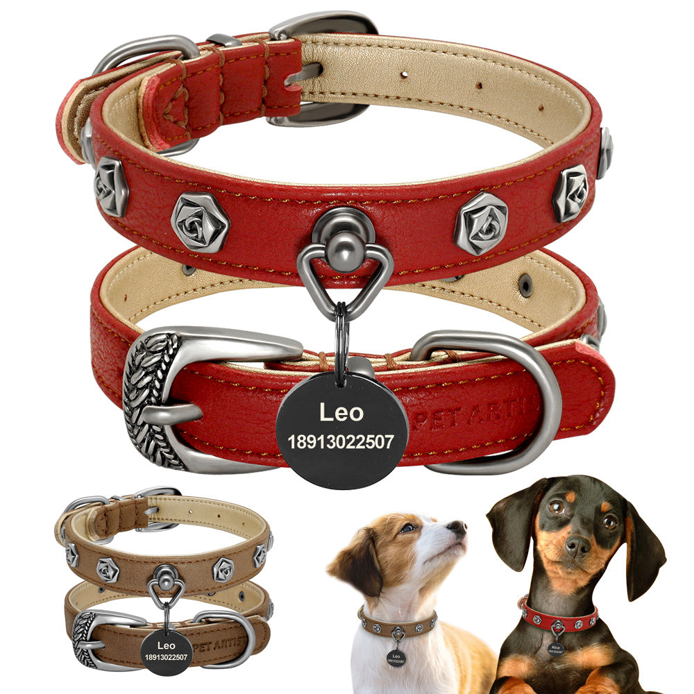 Pet leather collar