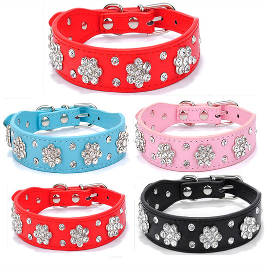 Pet Collar Rhinestone Plum