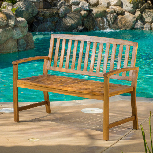 Durable outdoor wooden bench for patio