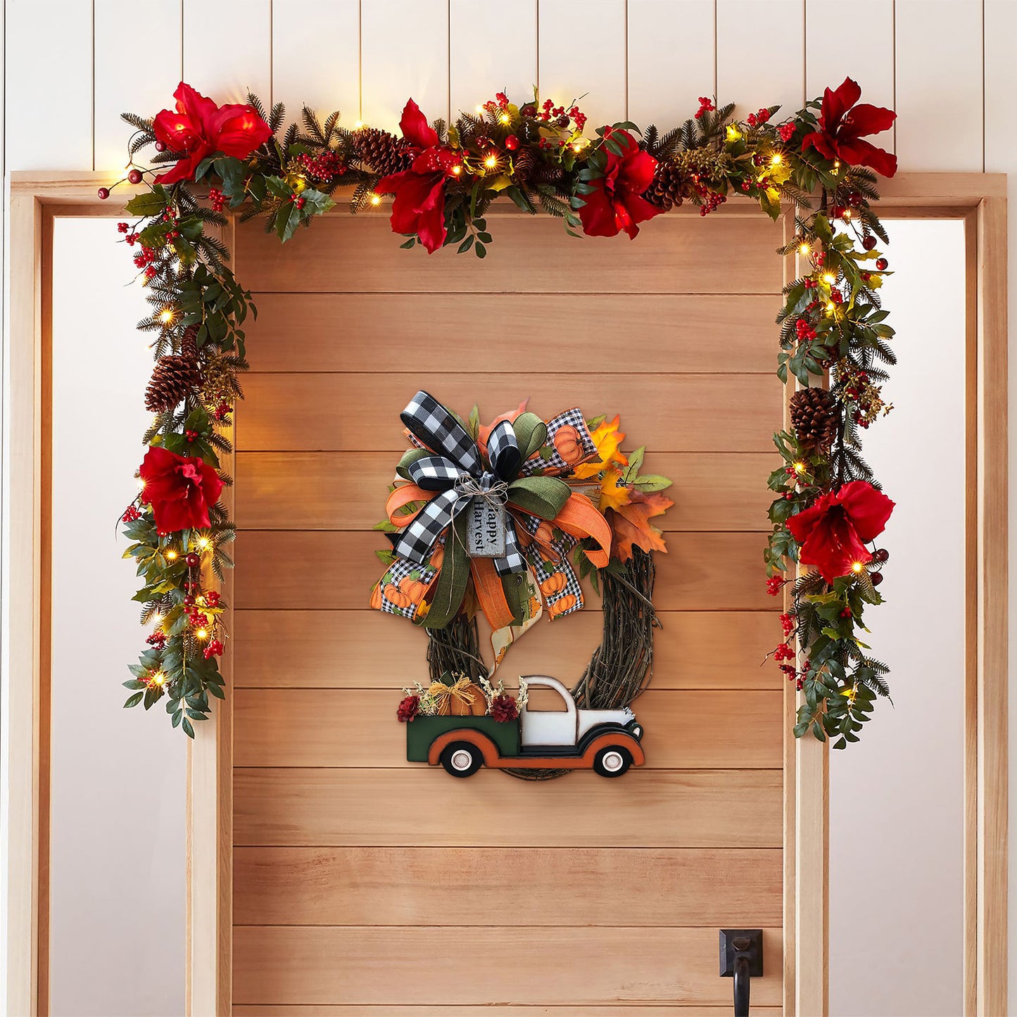 Farmhouse Pumpkin Cart Wreath