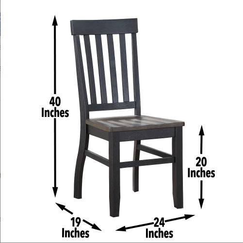 Farmhouse 5pc Dining Set Two-Tone Finish, Cottage Style Table, Schoolhouse Chairs