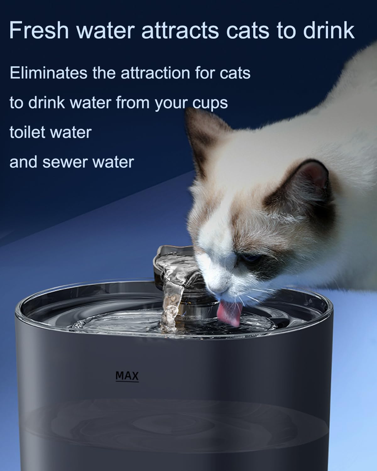 Cat Water Fountain，75 Oz / 2.2 L Dog Water Bowl Dispenser, Automatic Shut-Off for Low Water Level, MEILL LIFE TECHNOLOGY CO. (Plug-in, 75 Oz)