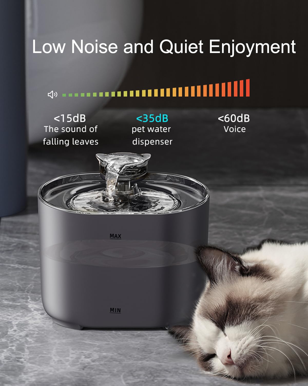 Cat Water Fountain，75 Oz / 2.2 L Dog Water Bowl Dispenser, Automatic Shut-Off for Low Water Level, MEILL LIFE TECHNOLOGY CO. (Plug-in, 75 Oz)