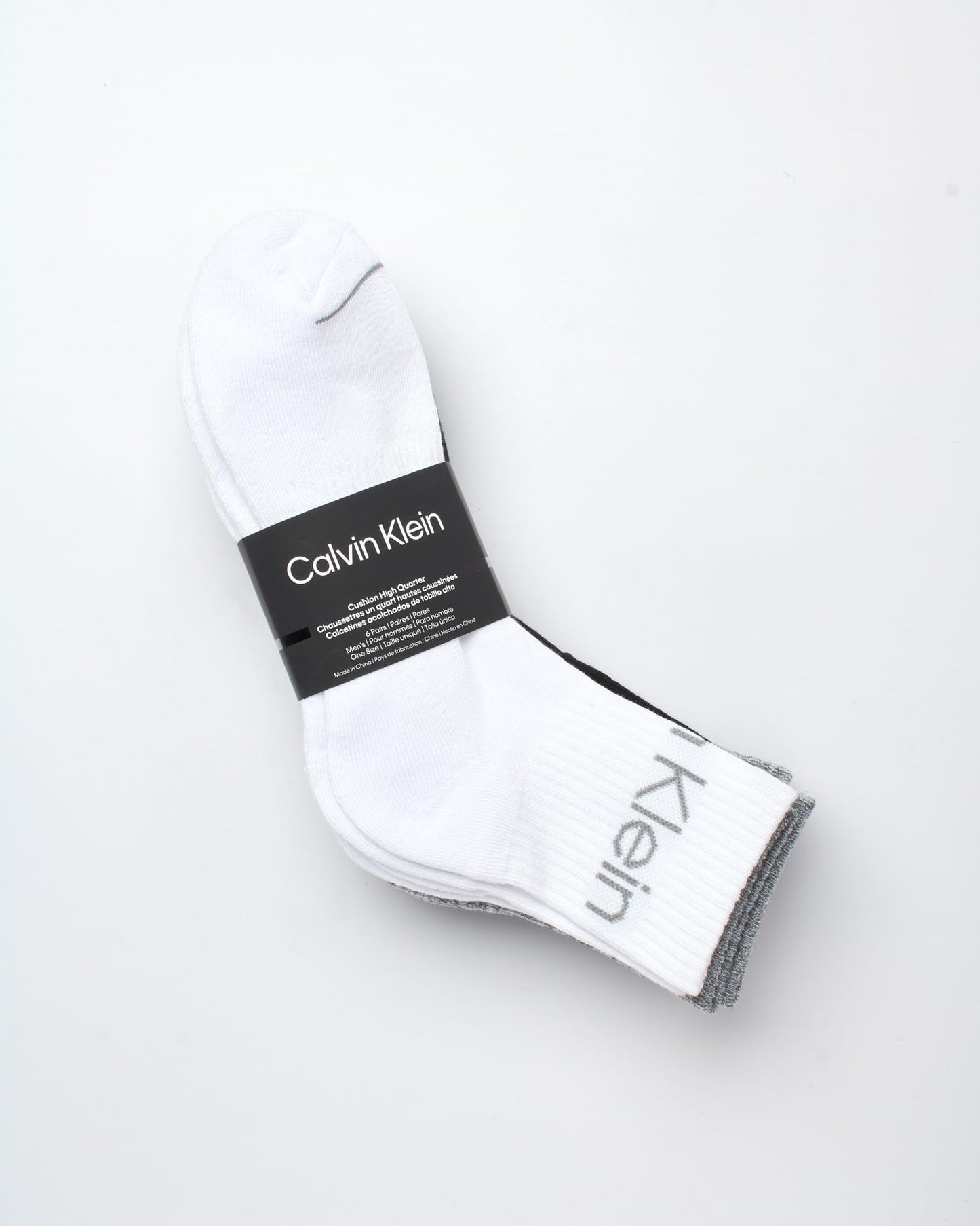 Calvin Klein Men's Socks - Athletic Cushioned High Quarter Cut Socks (6 Pack), Size 7-12, Grey/White/Black