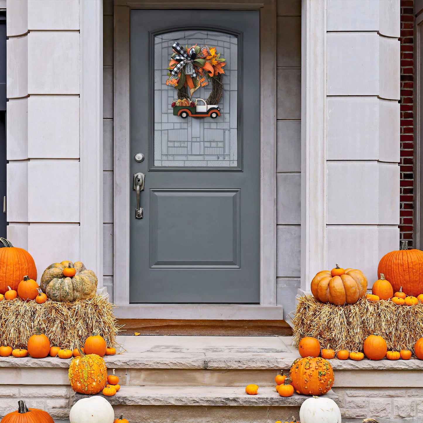 Farmhouse Pumpkin Cart Wreath