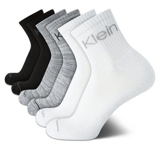 Calvin Klein Men's Socks - Athletic Cushioned High Quarter Cut Socks (6 Pack), Size 7-12, Grey/White/Black