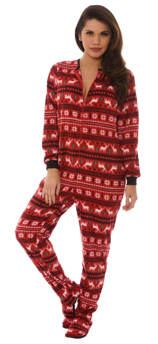 Velvet Kitten Footloose Footed PJ Footie Pajamas 532914 (Large, Red)