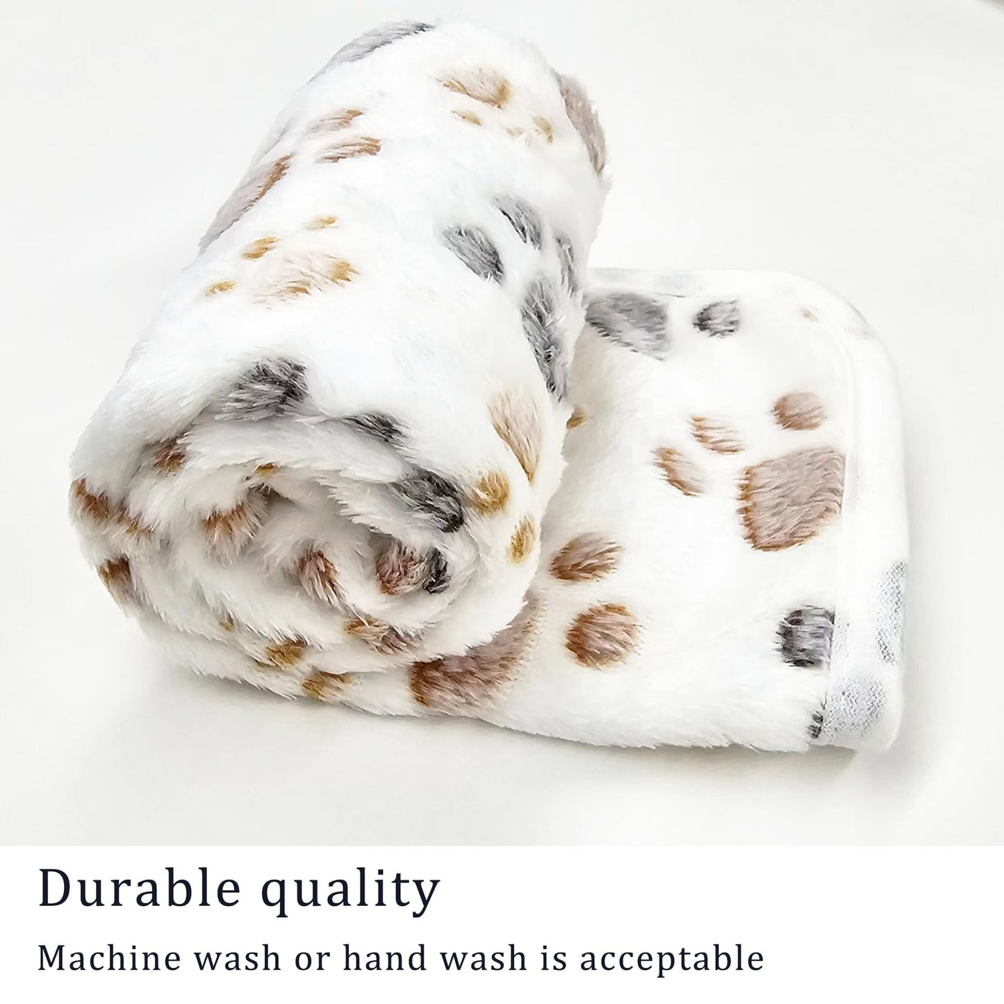 1 Pack 3 Blankets Super Soft Fluffy Premium Fleece Pet Blanket Flannel Paw Printed Throw for Dog Puppy Cat (Small 23x16'', Brown, Pink, White)