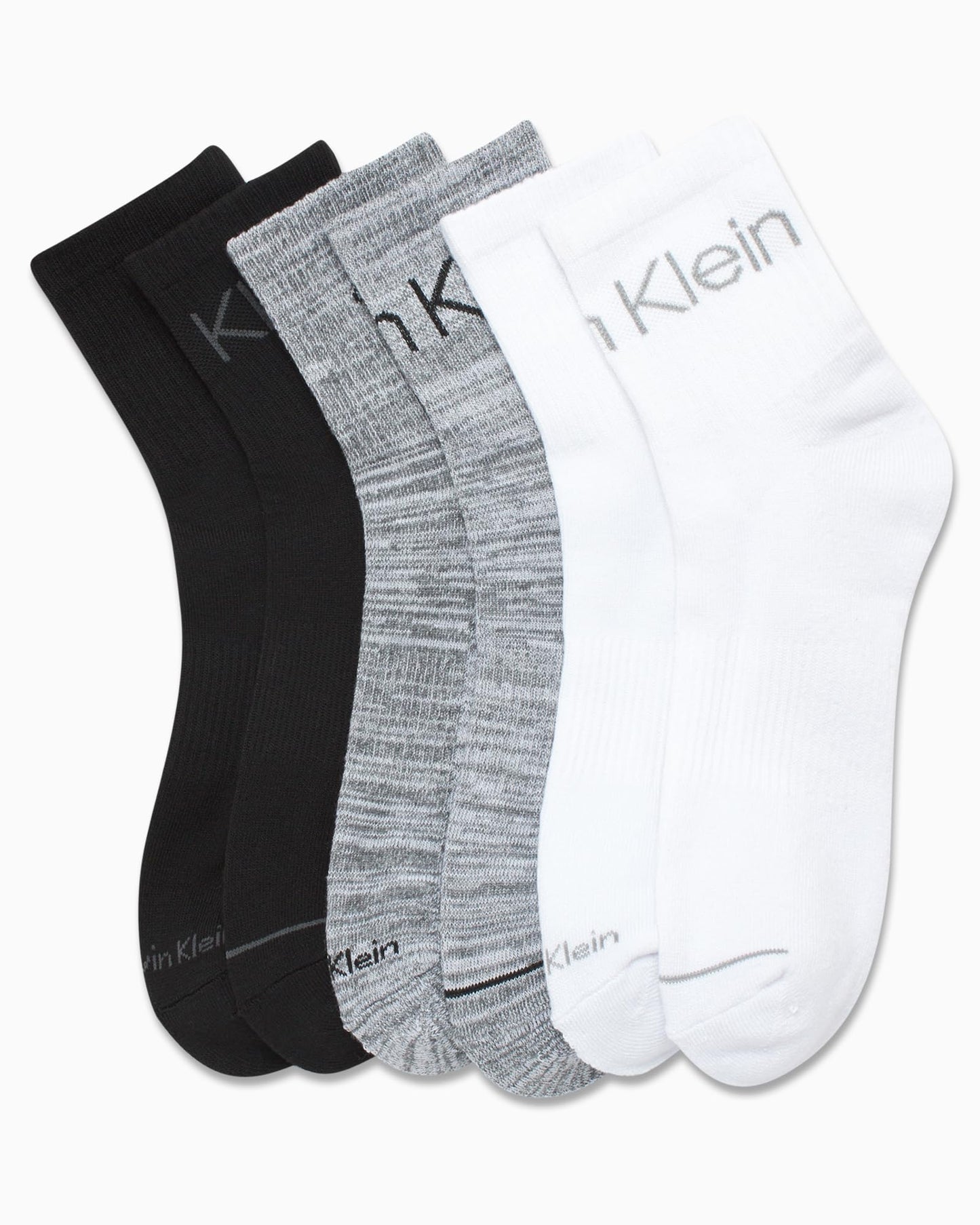 Calvin Klein Men's Socks - Athletic Cushioned High Quarter Cut Socks (6 Pack), Size 7-12, Grey/White/Black