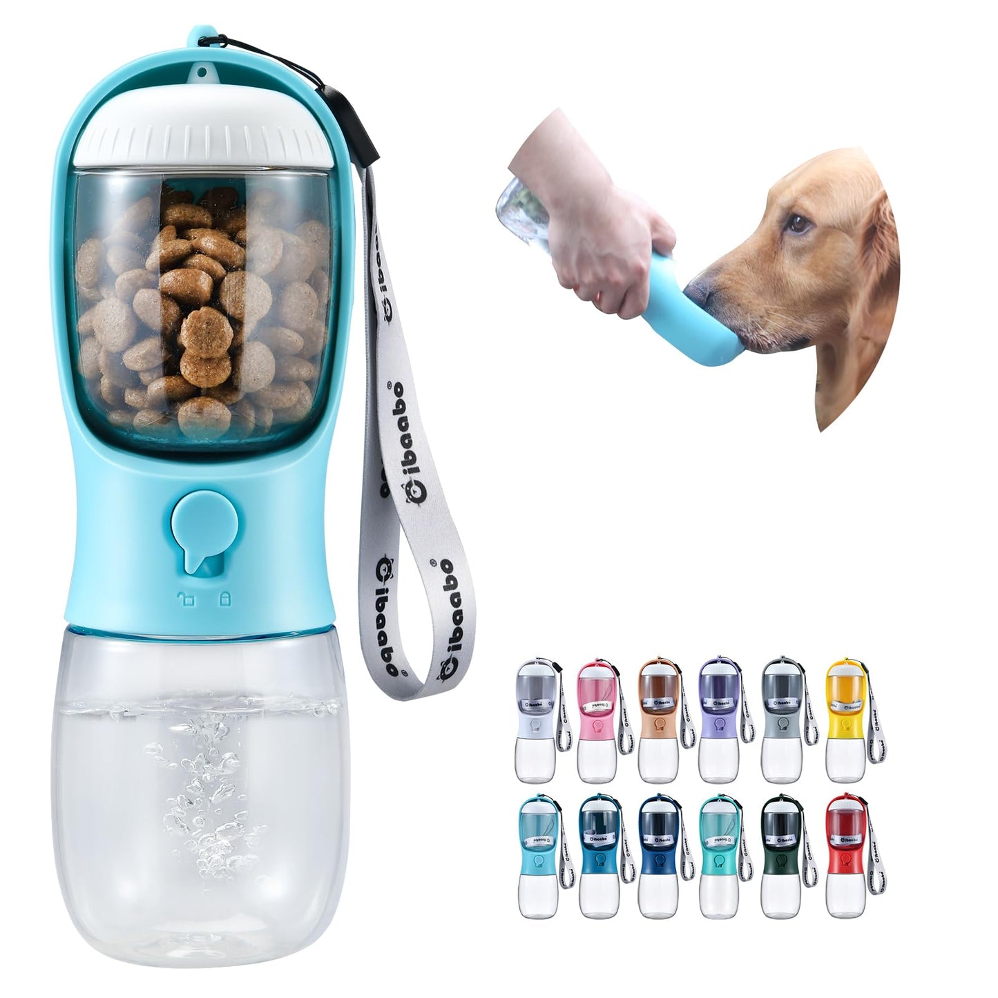 Cibaabo Dog Water Bottle with Food Container, Travel Puppy Water Bowl, Portable Pet Dispenser, Dog Stuff Accessories Items, Puppy Essentials Necessities for Yorkie Cat Walking and Hiking Dog Gift