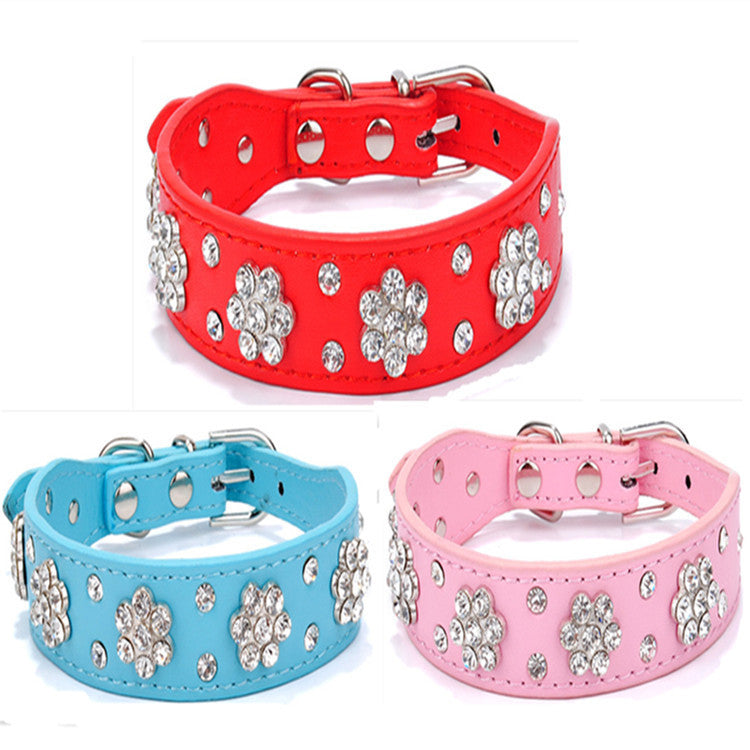 Pet Collar Rhinestone Plum