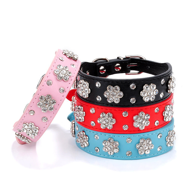 Pet Collar Rhinestone Plum