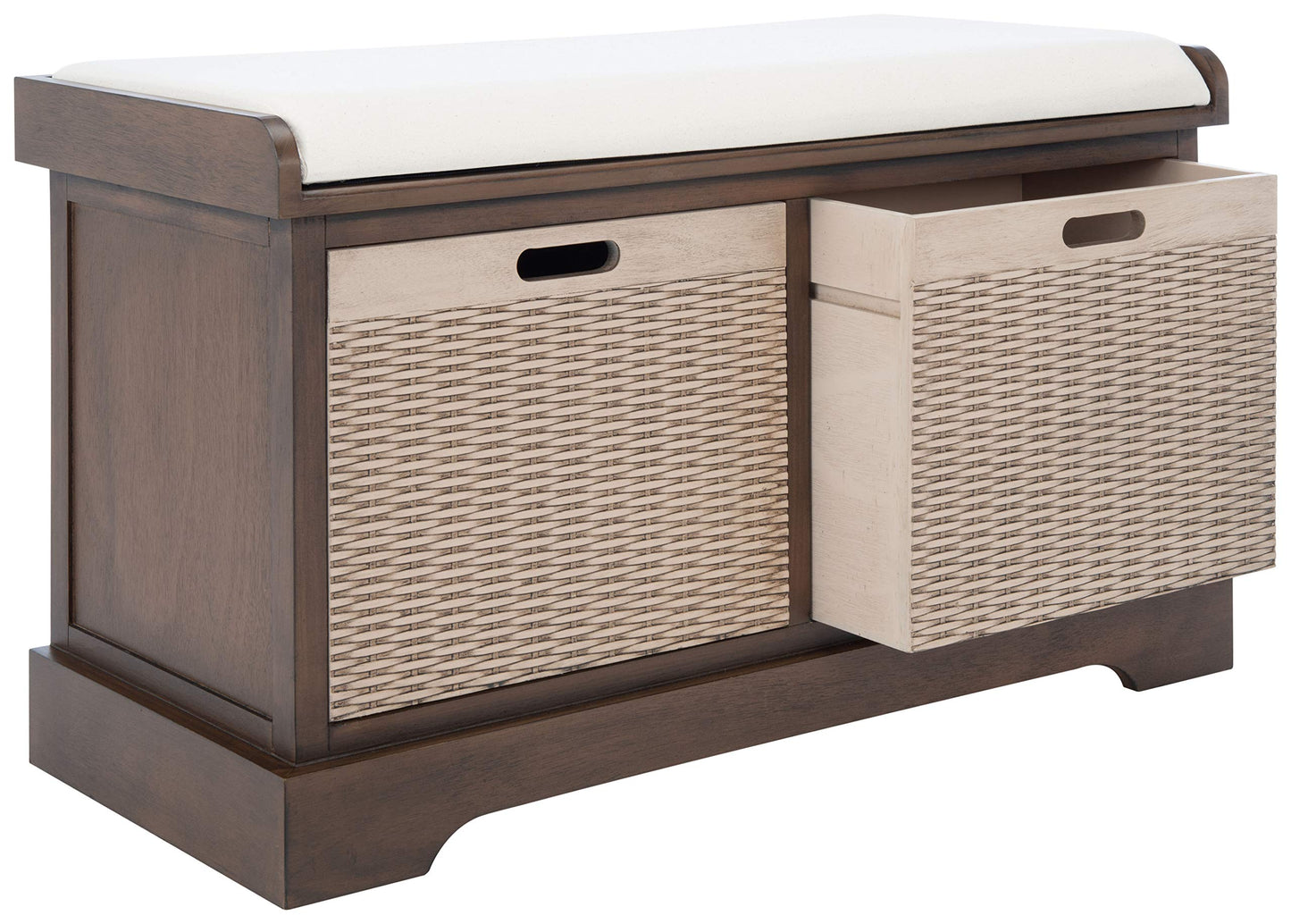 SAFAVIEH Home Collection Landers Brown 2-Drawer/Cushion Storage Bench (Fully Assembled) BCH5702C