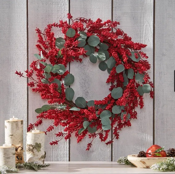 Festive artificial wreath for patios and entryways