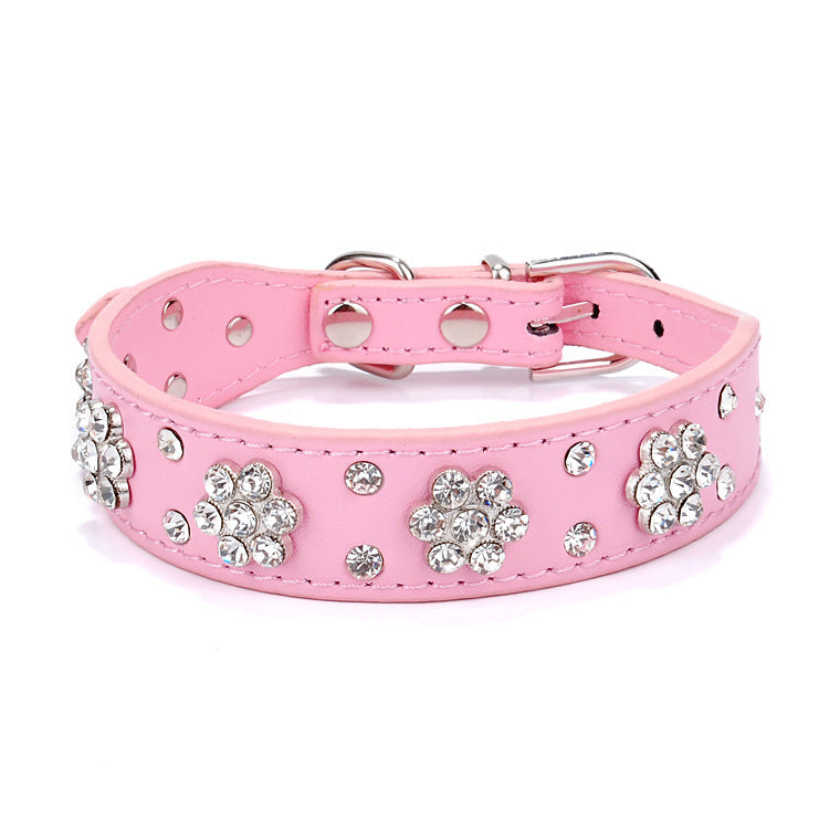 Pet Collar Rhinestone Plum