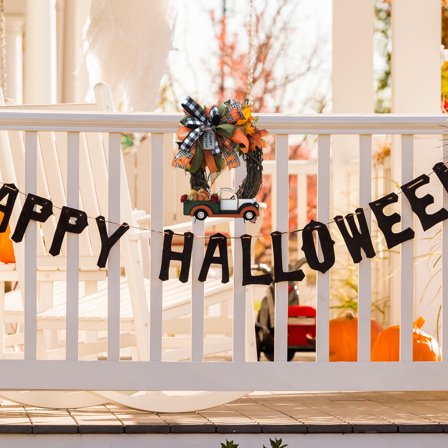 Farmhouse Pumpkin Cart Wreath