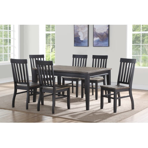 Farmhouse Style 7pc Dining Set - Two-Tone Finish - Cottage Table Design, Schoolhouse Chairs