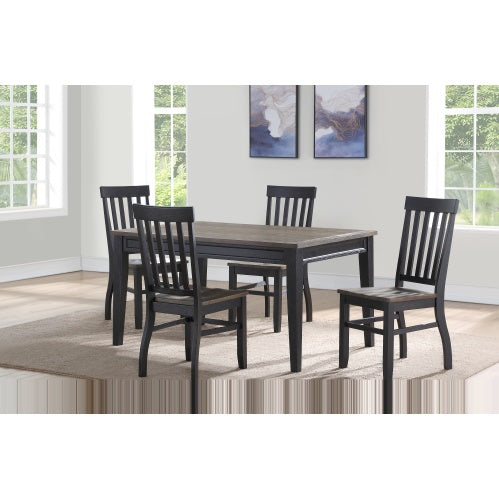 Farmhouse 5pc Dining Set Two-Tone Finish, Cottage Style Table, Schoolhouse Chairs